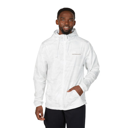 FaithHealed White Camo Windbreaker Jacket — Christian Faith Camo Full-Zip